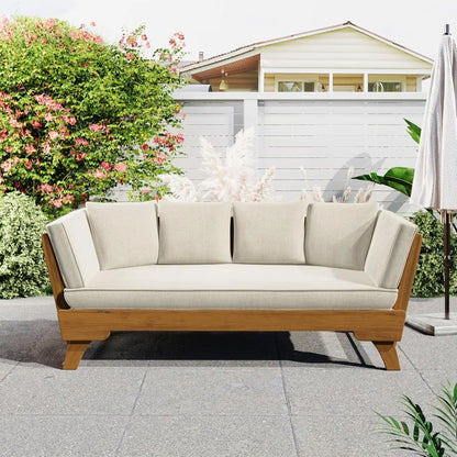 Outdoor Patio 3-Seat Sofa with Removable Cushions
