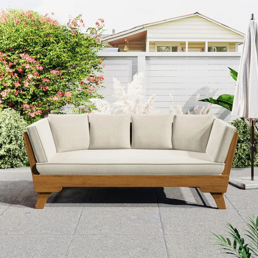 Outdoor Patio 3-Seat Sofa with Removable Cushions