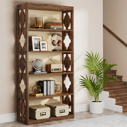 71" Tall Bookshelf with 5 Shelf Display Storage