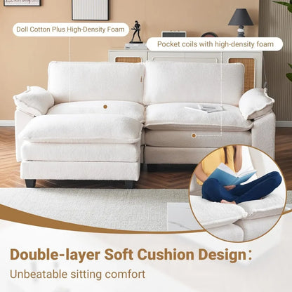 Sectional Loveseat Sofa with Ottoman