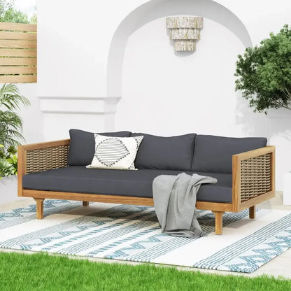 Outdoor Patio Sofa or Daybed with Acacia Wood Frame