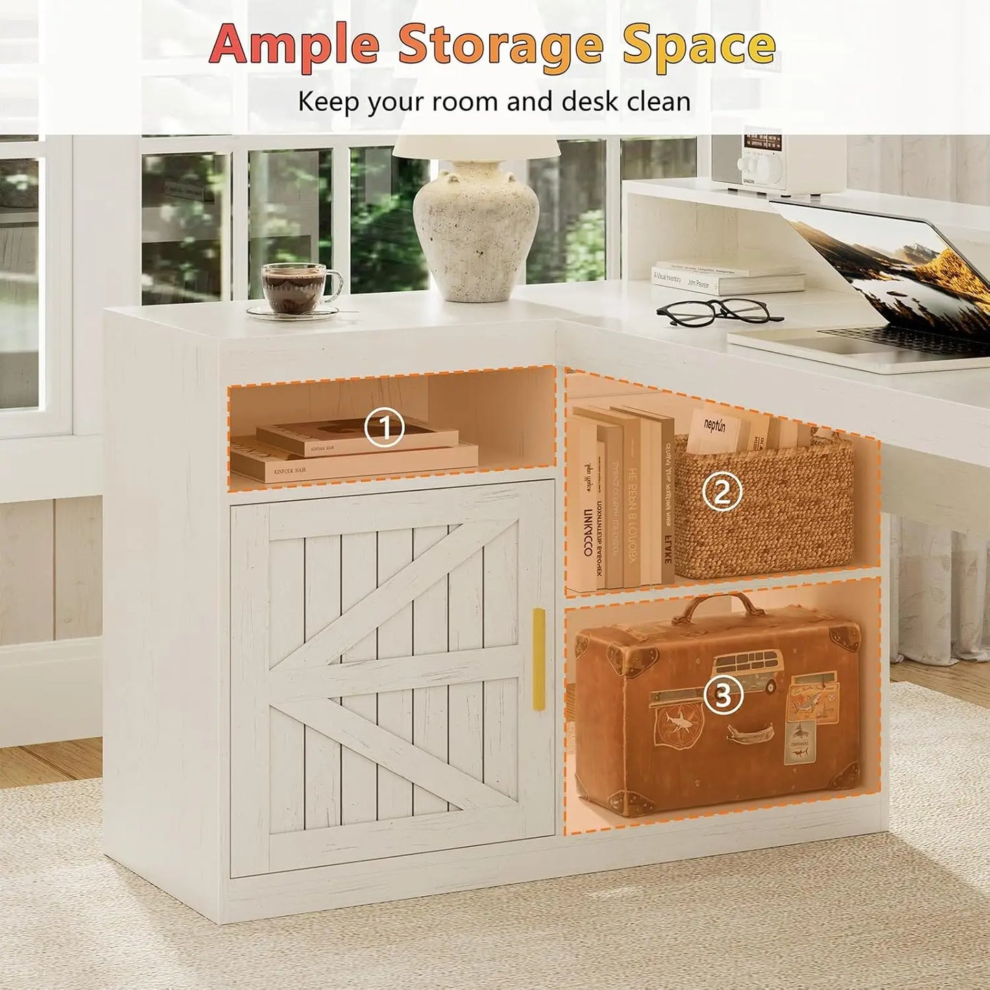Farmhouse Home Office Desk with Storage