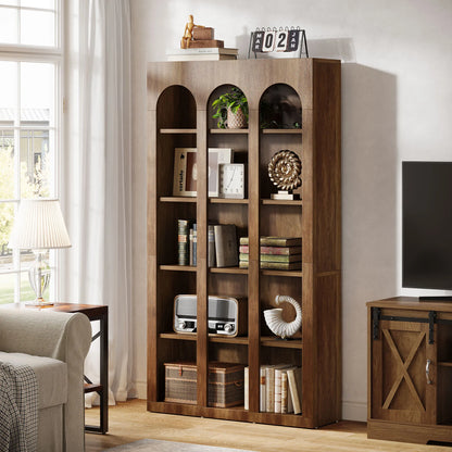 70.87" Tall, Arched Display Bookcase with Open Storage