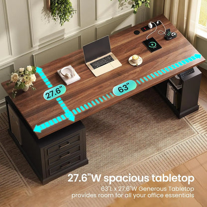 Farmhouse Electric Standing Desk with Adjustable Height