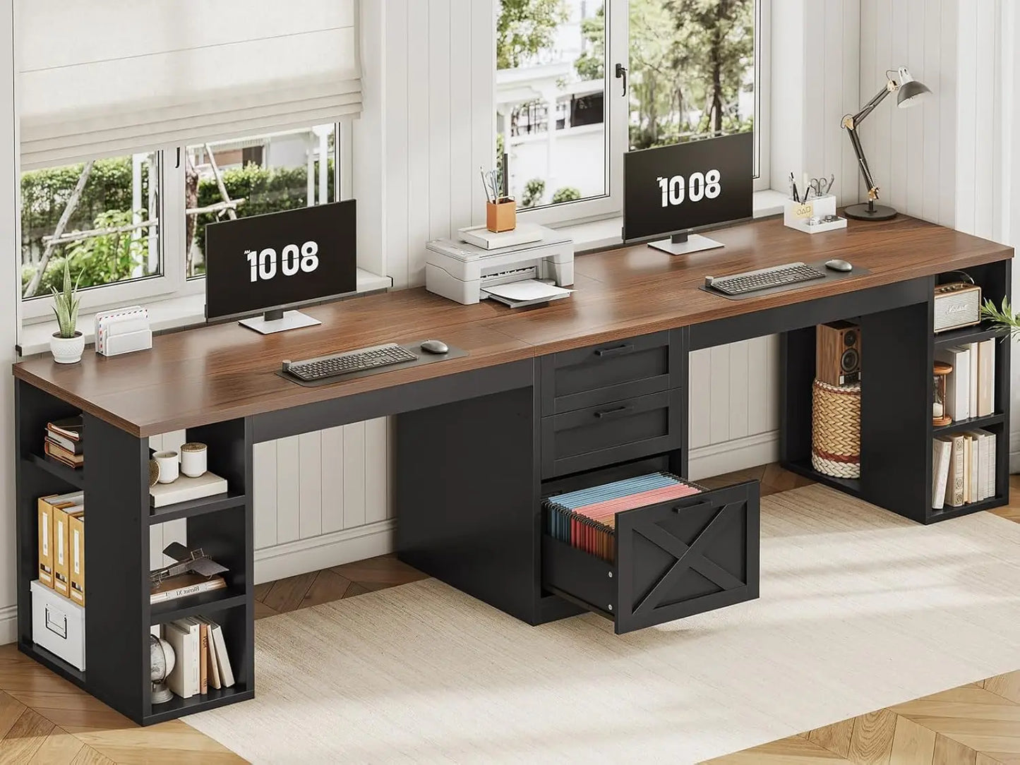 Farmhouse Computer Desk with Drawers