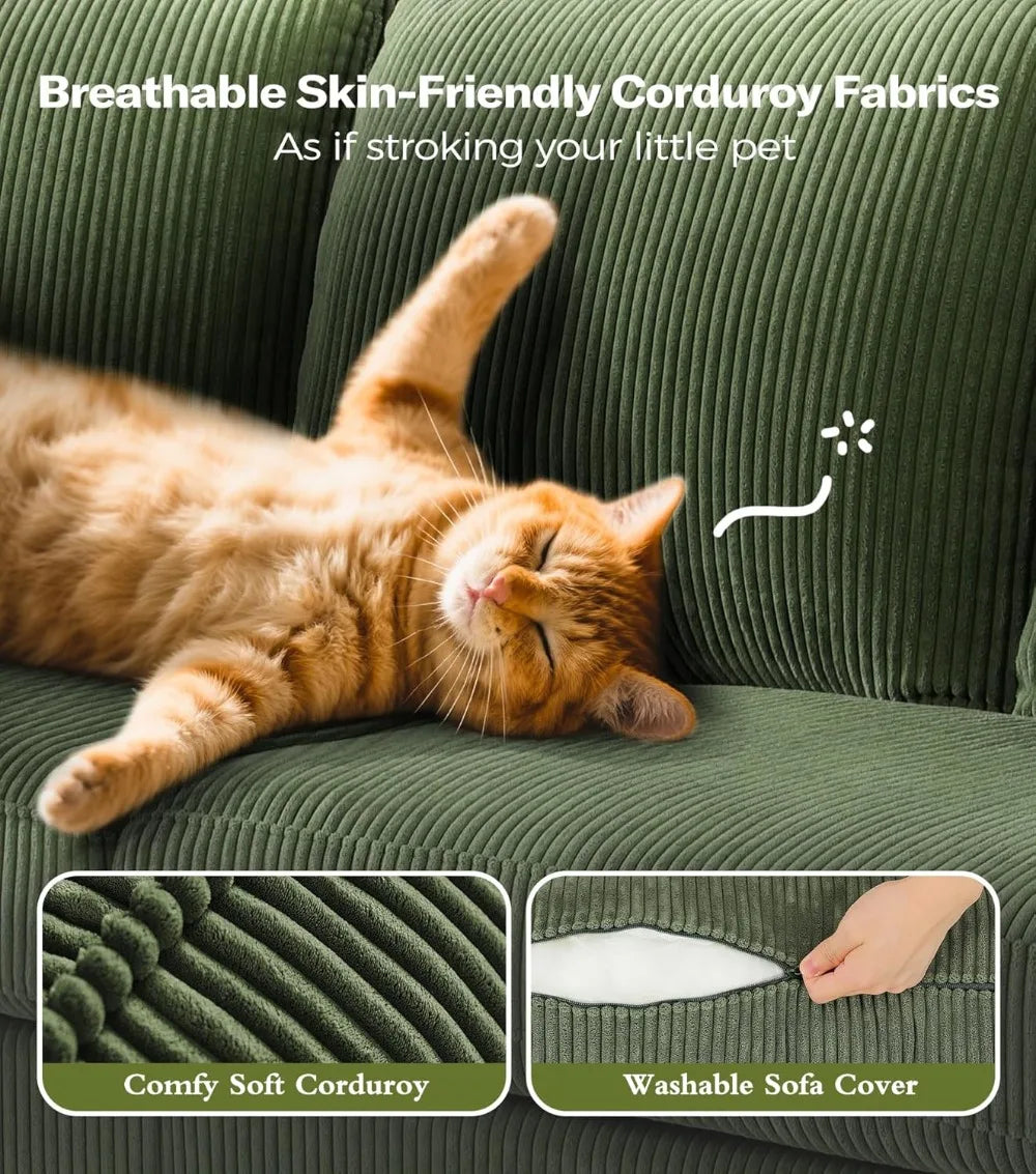 Comfy Corduroy Couch for Living Room