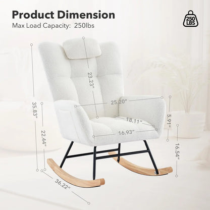 Nursery Rocking Chair with Padded Seat & High Backrest