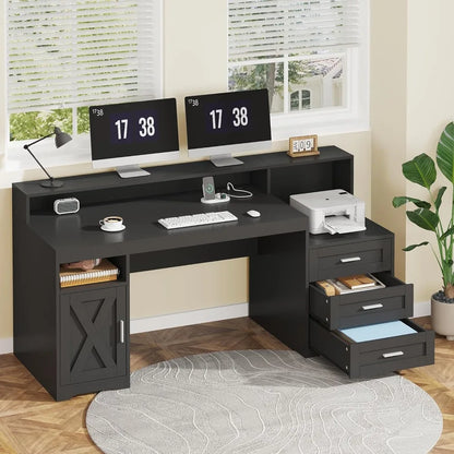 Farmhouse Home Office Desk with Drawers