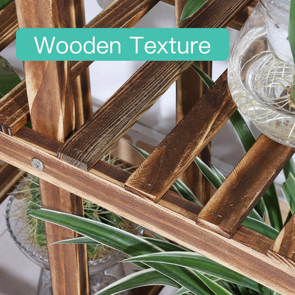 Wooden Plant Stand for Indoor, Outdoor with Wheels