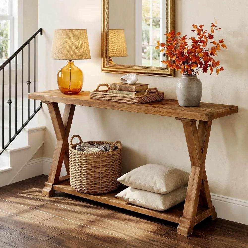 Solid Wood Farmhouse Console Table