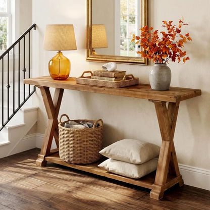 Solid Wood Farmhouse Console Table