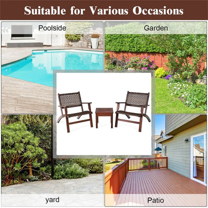 3-Piece Outdoor Patio Furniture Set with Coffee Table