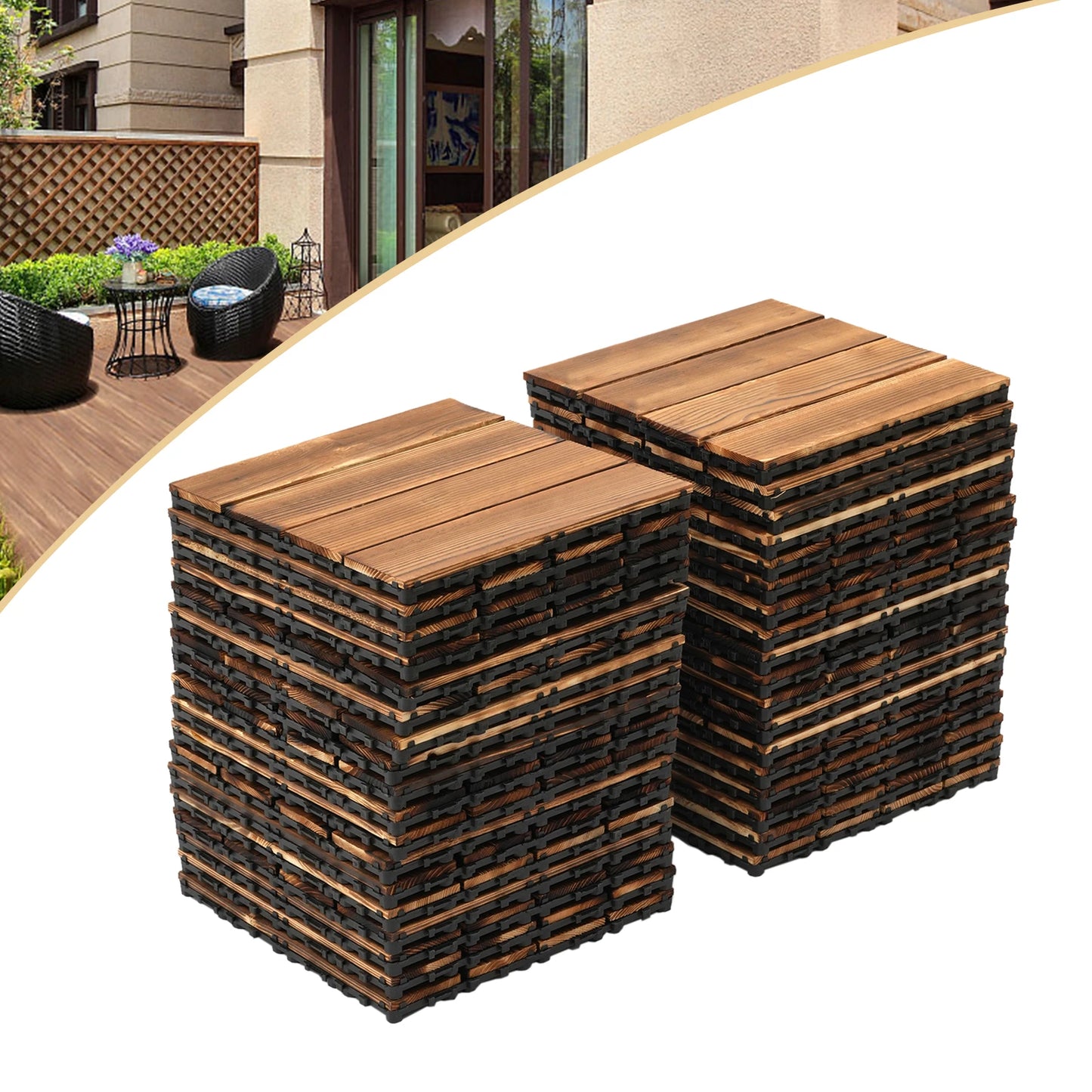 Outdoor Hardwood Interlock Flooring Tiles for Patio & Balcony