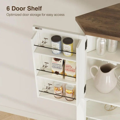 67" Tall Farmhouse Corner Pantry Cabinet