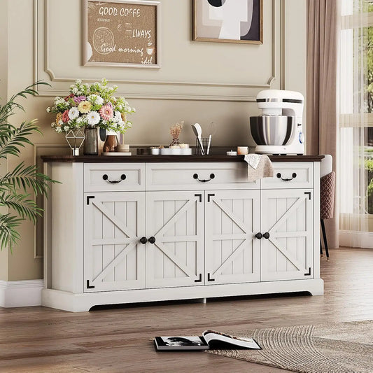 Farmhouse Sideboard Buffet Cabinet with Barn Doors