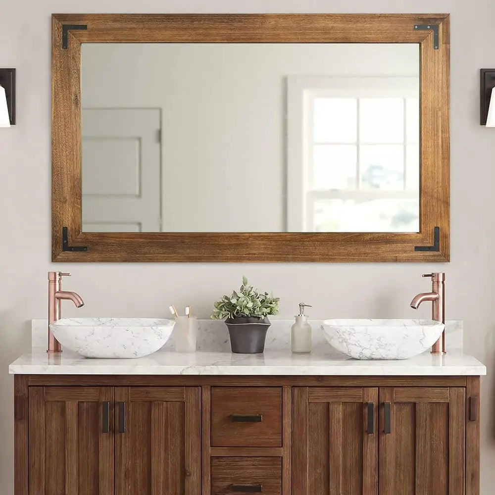 Rustic Farmhouse, Wooden Vanity Mirror for Bathroom or Bedroom