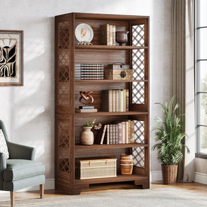 71" Tall Bookshelf with 5 Shelf Display Storage
