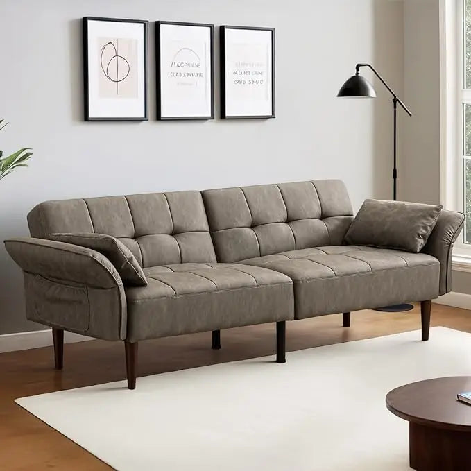 Convertible Sleeper Sofa with Pillows