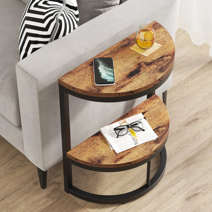 Farmhouse Industrial Semi Circle End Table