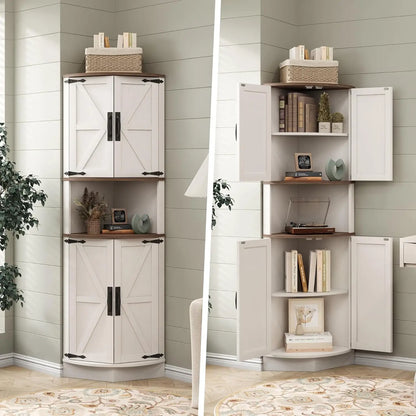 64.8" Tall Farmhouse Corner Storage Cabinet