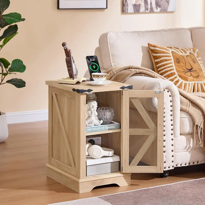 Set 2 Farmhouse Night Stands with Charging Station