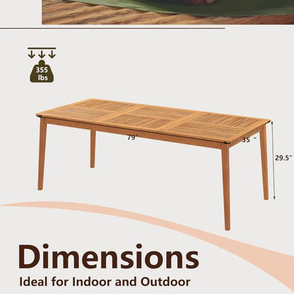 Wooden Outdoor Dining Table with Umbrella Hole