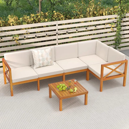 6 Piece Patio Furniture Set with Cushions & Coffee Table