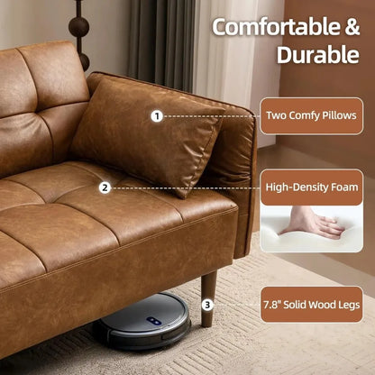Convertible Sleeper Sofa with Pillows