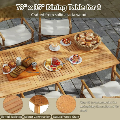 Wooden Outdoor Dining Table with Umbrella Hole