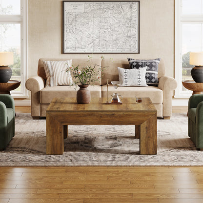 Rustic Farmhouse Coffee Table with Sturdy Wooden Legs