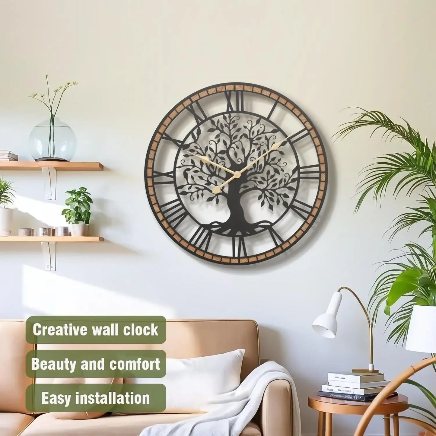 27" Farmhouse Tree of Life Wall Clock