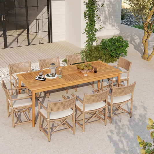 Wooden Outdoor Dining Table with Umbrella Hole