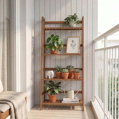 Bamboo Ladder Bookshelf or Plant Display Stand