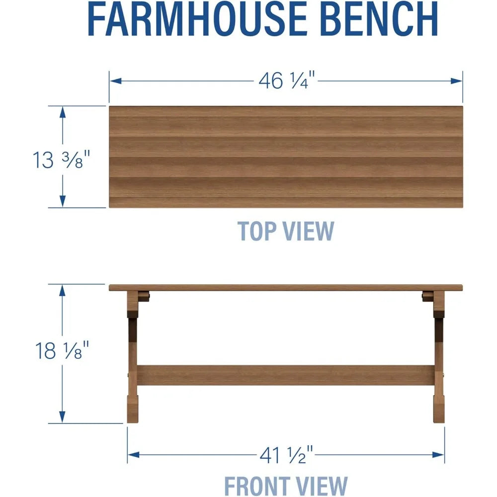 Wooden Farmhouse Bench for Indoor, Outdoor