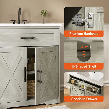 Farmhouse Bathroom Vanity with Ceramic Sink