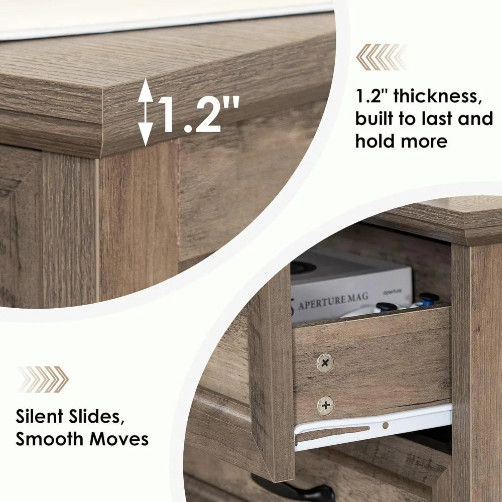 Farmhouse Nightstand with Charging Station