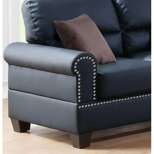 2 Piece Black Leather Sofa Set