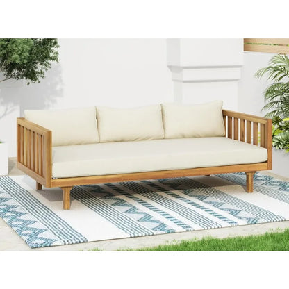 Backyard Patio Wooden Sofa Daybed with Cushions