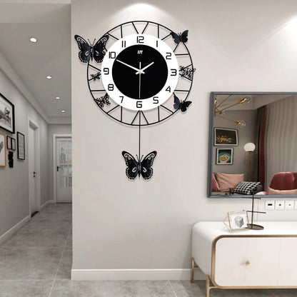 20" Round Metal Butterfly Wall Clock