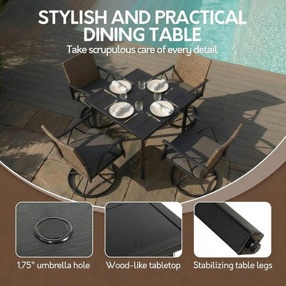 5-Piece, Outdoor Patio Dining Set with Cushions