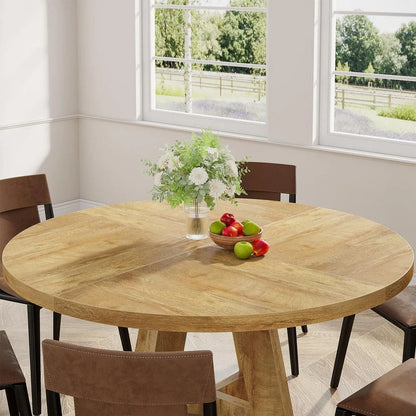 Round Farmhouse Wooden Dining Table