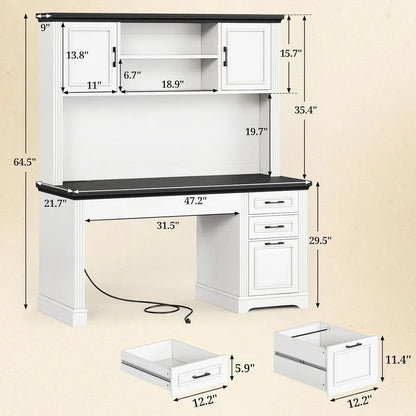 Farmhouse Home Office Desk with 3 Drawers