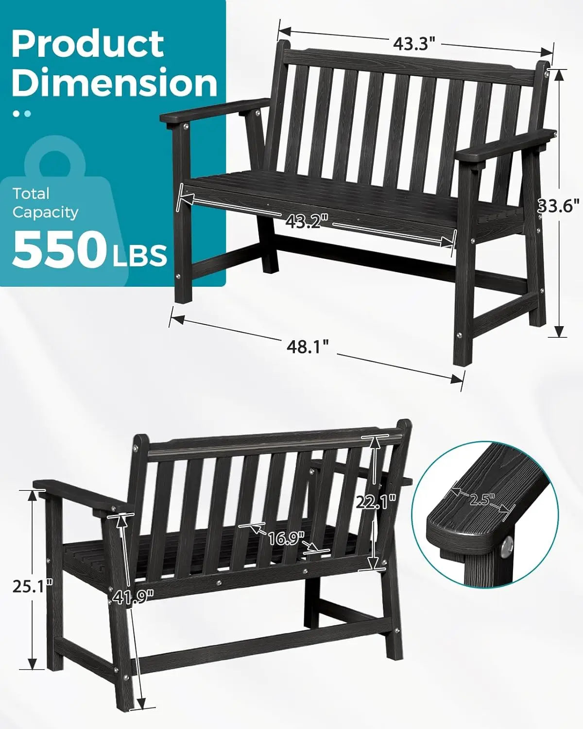 All Weather Outdoor Patio Bench
