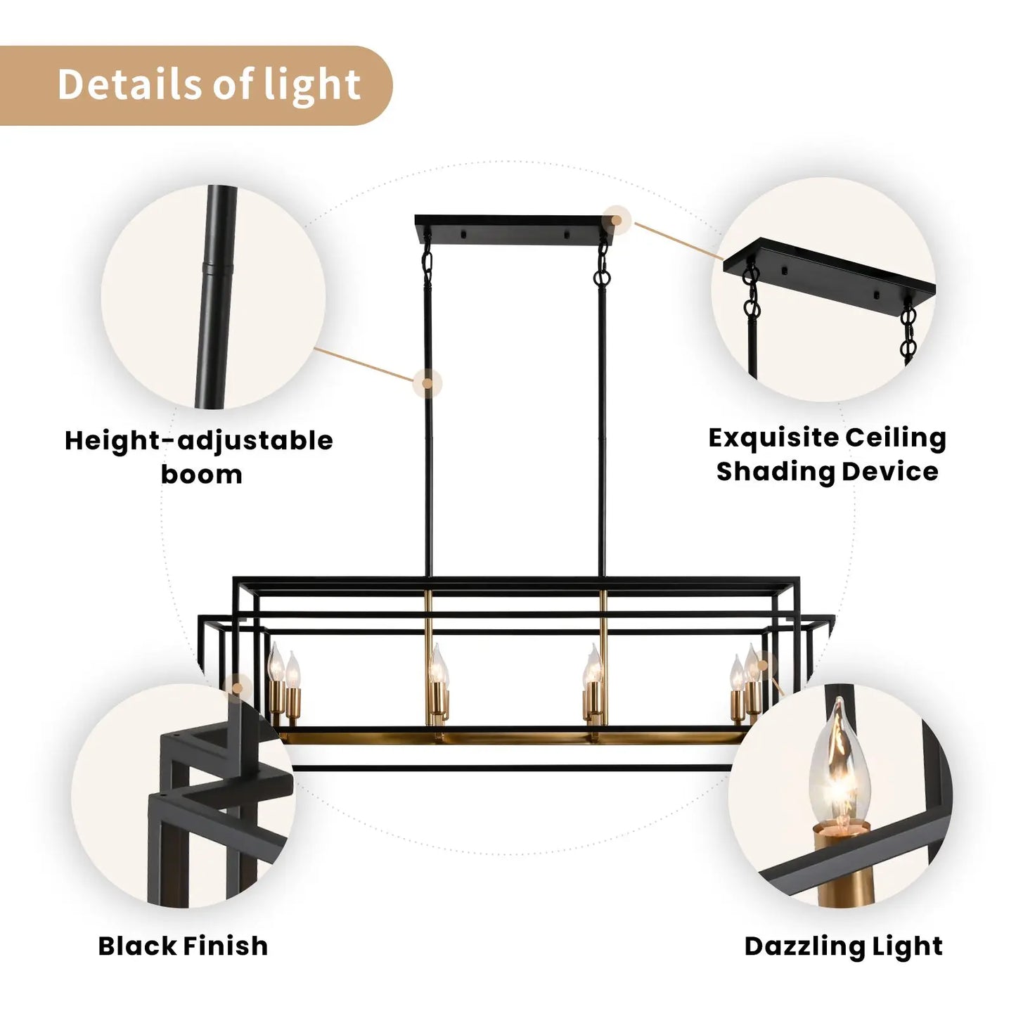 Industrial Farmhouse Chandelier for Dining Room or Kitchen Island
