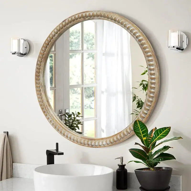 27.5" Wooden Farmhouse Bathroom Mirror
