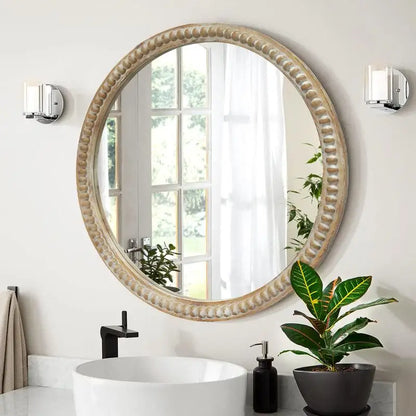 27.5" Wooden Farmhouse Bathroom Mirror