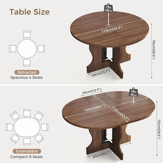 Extendable Wooden Dining Table seats 4-6