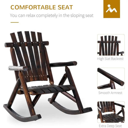 Outdoor Wooden Rocking Chair with Slatted Seat