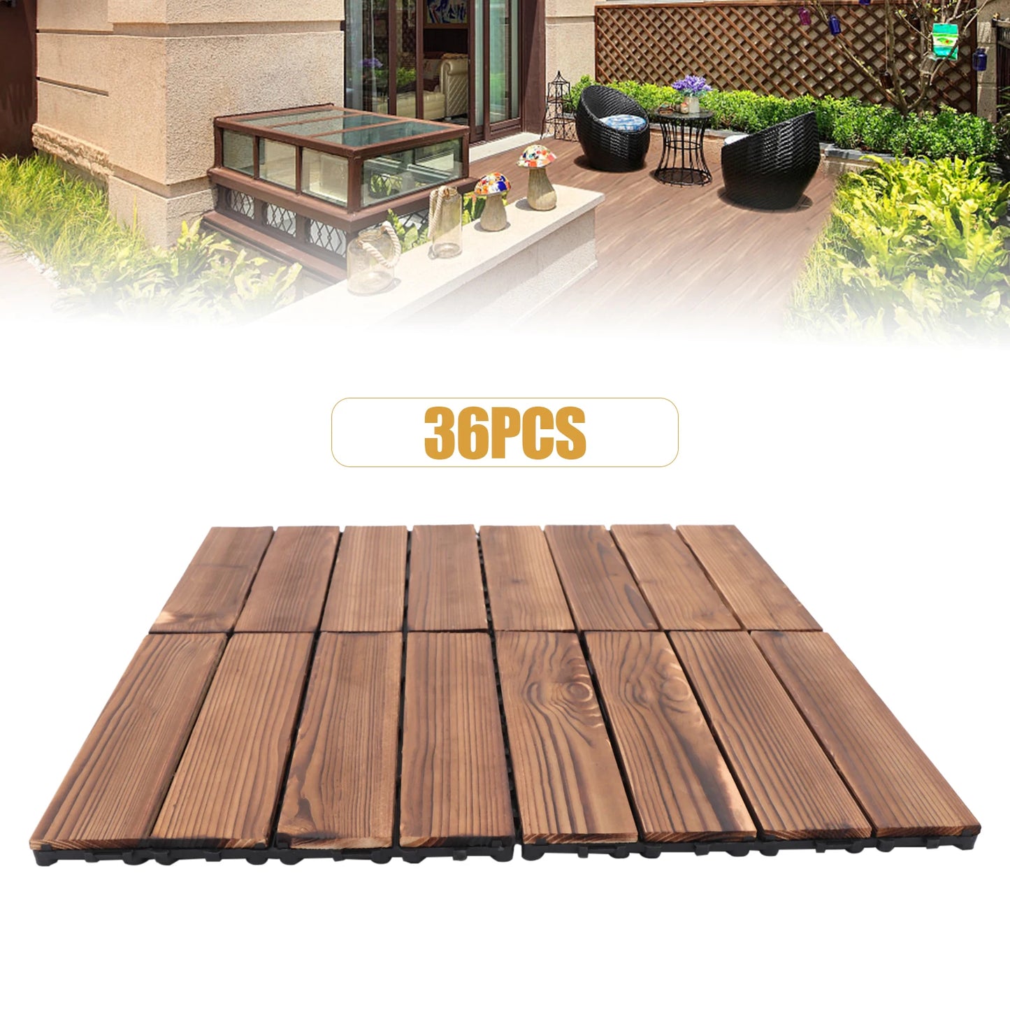 Outdoor Hardwood Interlock Flooring Tiles for Patio & Balcony