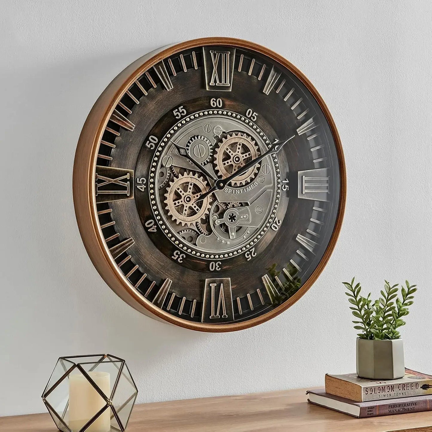 24" Industrial Farmhouse, Gear Wall Clock